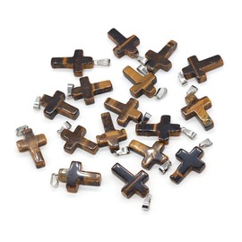 LE SKY 20 Pcs natural stone pendants cross gemstone agate crystal healing charms for jewelry making DIY necklace