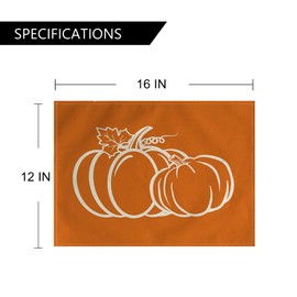 Fall Leaves Placemats Happy Harvest Pumpkin Autumn Seasonal Farmhouse Decor Table Mats Waterproof Heat Resistant Washable Non-Slip Place Mats for Dinner Room Kitchen Decor Table 12”×16”
