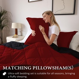 downluxe California King Comforter Set - Red and Black Cal King Comforter Set, Soft Bedding Sets for All Seasons - 3 Pieces - 1 Comforter (104"x96") and 2 Pillow Shams(20"x36")