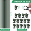 10pcs 15.7" Plant Stakes with 15pcs Clips, Bendable Orchid Stakes