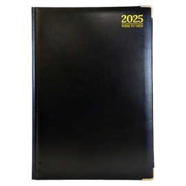 Aibulo 2025 A5 Week to View Diary - Weekly Planner Organiser with Hardback Cover, Assorted Colours (Black)