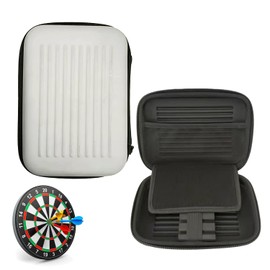 ENZOTE Darts Case Wallet - Holds 6 Fully Assembled Darts & Accessories | Hard EVA Shell | Zip Pouches for Flights, Shafts & Tips | Compact & Durable