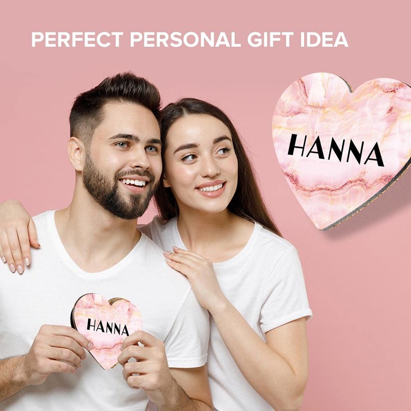 1 x Heart Coaster - Name Hanna Marble Stone Texture