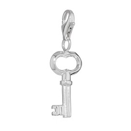 NKlaus Chest Key Charm Pendant 925 Silver 24 x 11 mm Amulet for Charm Bracelet 16216, Sterling Silver