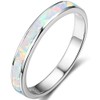 Stainless Steel Fire Opal Inaly Half Eternity Wedding Band Ring,