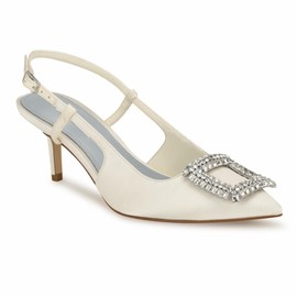 Nine West Women's Aimey7 Pump, Ivory Satin 150, 8.5