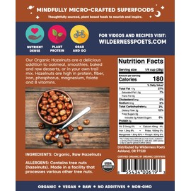 Wilderness Poets, Oregon Hazelnuts - Organic, Raw, Whole Nuts with Skins, No Shells (8 Ounce)