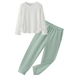 Yekaty Girls Clothes Size 8 Cute Back To School Outfits 2 Piece Fall Sets Long Sleeve Shirts and Loose Pants