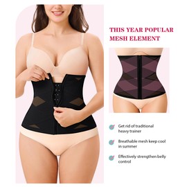 LODAY Waist Trainer for Women Corset Shapewear Tummy Control Body Shaper Waist Cincher(Black,X-Large)
