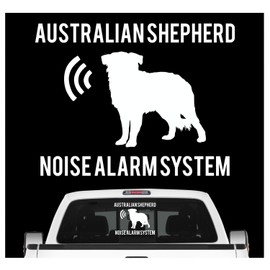 siviwonder Australian Shepherd Noise Alarm System Car Sticker Dog Foil Aussie Blue Merle Colour White, Size 20 cm