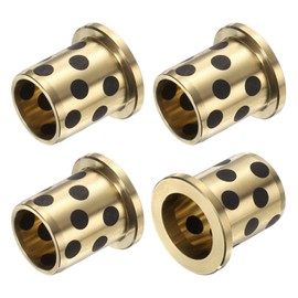 QUARKZMAN Pack of 4 Flange Sleeve Bearings 16 mm Bore x 20 mm Outer Diameter x 25 mm Height, Wrapped Oil-Free Flange Bushings Brass Graphite, Oil-Free Lubricating Cast Brass Bearing