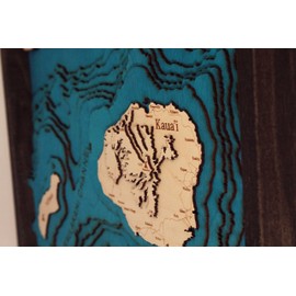 Beautifully Detailed! Kaua'i 3D Wood Map