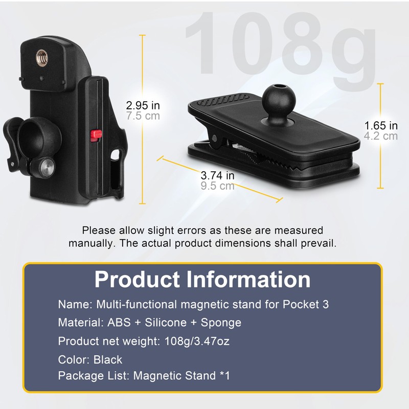 MINIFOCUS Magnetic Mount Compatible with DJI Osmo Pocket 3/4 with