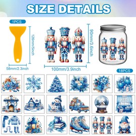 GLOBLELAND 18 Sheets Blue Winter Elements Rub On Sticker Christmas Snowman Snowflakes 3.9 x 3.6 Inch Transfer Sticker Magic Fairy Tale Rub On Foil Sticker Aesthetic for Furniture Glass Wood