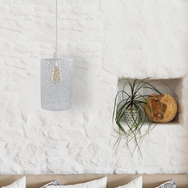LEDSone Industrial Easy Fit Metal Cage Drum Lampshade Ceiling Pendant