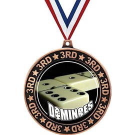 Dominoes 3rd Place Perimeter Medal Bronze, 2.75" Dominoe Games Prizes, Kids Dominoes Trophy Medal Awards 1 Pack