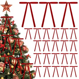 24pcs velvet ornaments for christmas tree,christmas bows red velvet bows for christmas tree Vintage Decor Neutral Christmas Ornaments for Christmas Tree Garland Home Wedding Decoration Home Indoor
