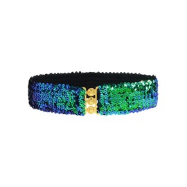 Anna-Kaci Women's Glitter Sequin Belts Stretchy Sparkly Cinch Belt Disco Party Costume Elastic Waist Accessory, Mermaid, 30"