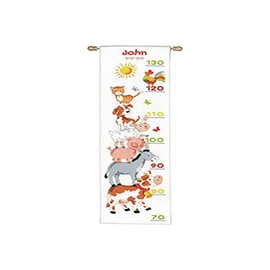 VERVACOKit Punto Croce Contato Animali da Fattoria Tabella di Crescita Decorativi per Pareti ca. 18 x 70 cm Set Fai da Te Creativo Adulti Ricamo Casa Decor Kit per Hobby Cross Stitch Embroidery