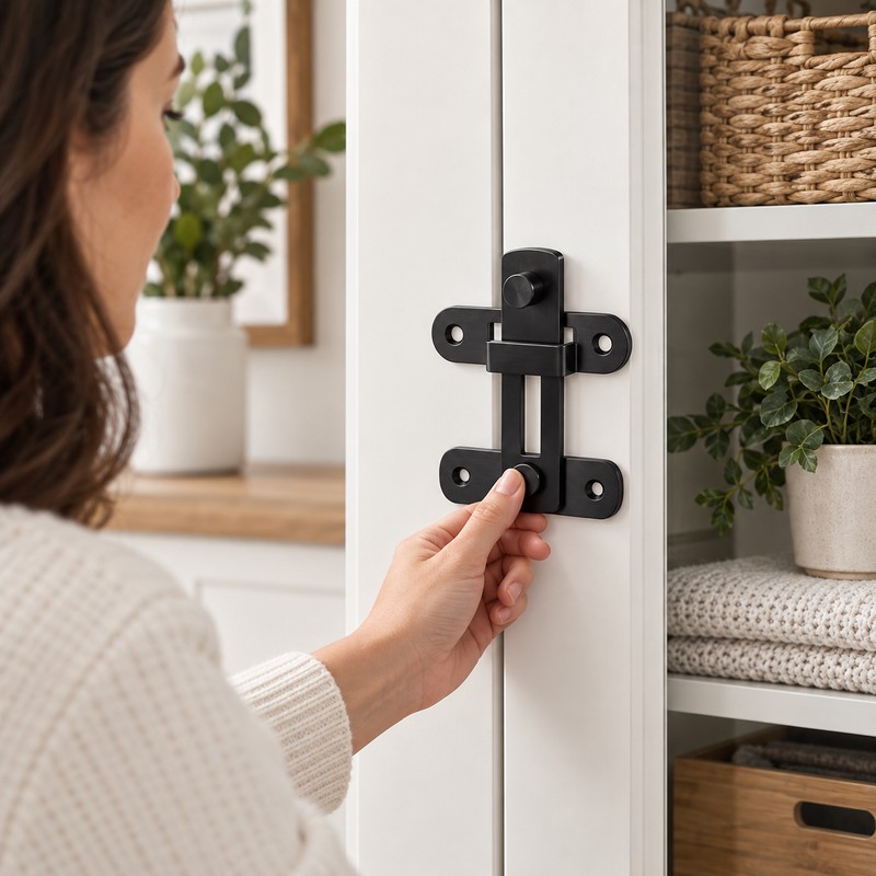 90-Degree Barn Door Latch for Right-Angle Doors – Stainless Steel