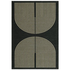 CAROMIO Area Rugs 6x9 Living Room Modern Washable Rugs Black Soft Bedroom Rug Geometric Arch Rugs, Non Slip Indoor Floor Carpet for Dining Room, Black/Beige