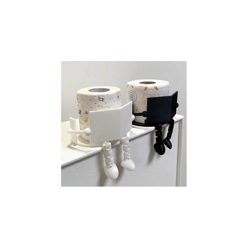 3D Printed Sitting Figure Toilet Paper Holder - Decorative No-Drill