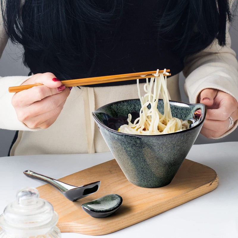 UNICASA Japanese Ramen Bowl Set with Chopsticks, Spoons and Rests,