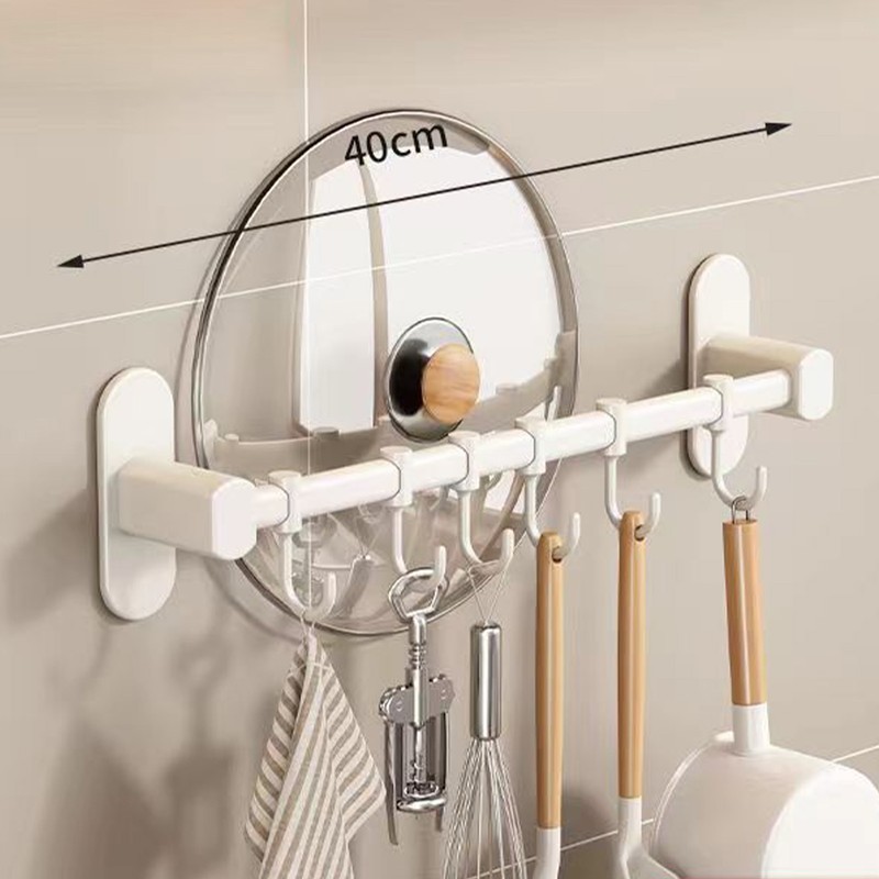 Wall Mount Utensil Rail Rack Easy Sliding Space Aluminum Kitchen