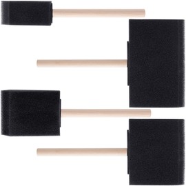 CustomyLife 4 Pcs Foam Paint Brushes, 4 Sizes Wood Handle Sponge Paint Brush 1" 2" 3" 4" for Details, Staining, Varnishes, Large Area and DIY Craft Projects