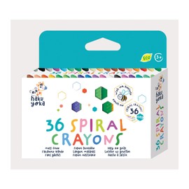 Haku Yoka Spiral Crayons, 36 Colours, Mess Free, Super Durable and Easy to Grip Crayons for Ages 2 years+, Natural Beeswax & Organic Mineral Coloured Crayon
