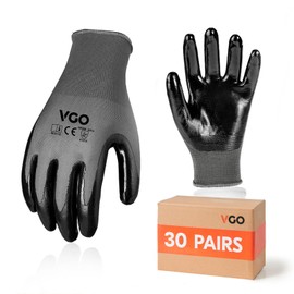 Vgo... 30Pairs Men's Safety Work Gloves,Coated Gardening Gloves,Dipping Gloves,Warehouse Gloves(Gray,NT2110)