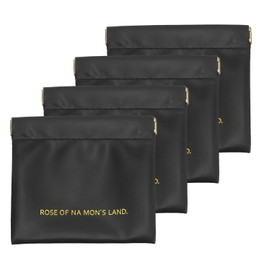 sourcing map 4pcs Small Makeup Bag for Purse, PU Portable Pocket Cosmetic Bag Self-Closing Organizer Pouch for Coin Change Cards Key, Black