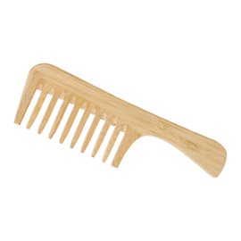 Peine de bambú de dientes anchos, antiestático, ligero y resistente. Peina fácilmente el cabello y la barba. Ideal para el cuidado del cabello, el hogar y los viajes.