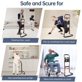 HEPO Adjustable Stand Assist Aid for Elderly, Chair Assist for Elderly with Anti-Slip Feet Sit to Stand Lift, Portable Lift Assist for Elderly with Multiple Foam Padded Handles