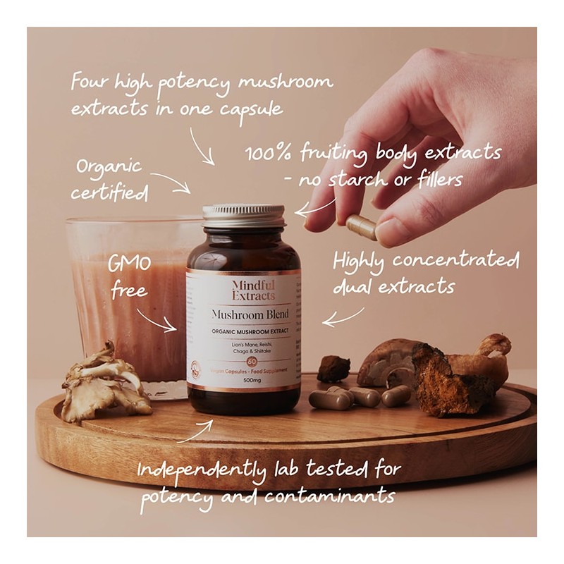 Mindful Extracts Organic Mushroom Extract Blend 60 Vegan Capsules