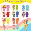 40 Sets Valentines Day Cards with Crazy Straws Reusable Silly