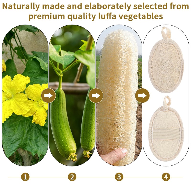 Ruzister 2 Beige Luffa-Badetücher，Luffa Schwamm，Loofah，Rückenschrubber