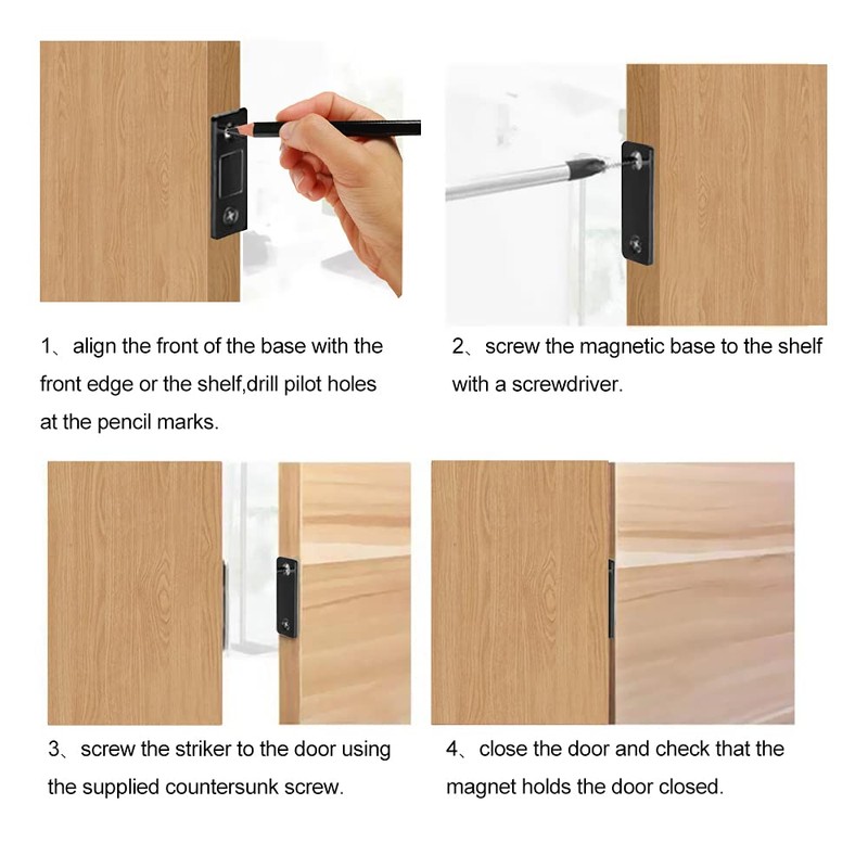 Mousike Magnetic Door Catch Ultra Thin Cabinet Magnets Stainless Steel