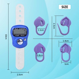 Electronic Finger Counter, Tally Counter, Mechanical Hand Tally Counter, Mini LED Digital Finger Counter, for Inventory, Knitting, Sports, Golf, Blue + Black + White