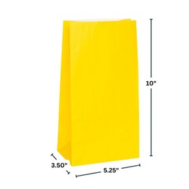 Vibrant Sunflower Yellow Paper Party Bags (Pack of 12) - Premium Quality, Perfect for Celebrations & Gifts