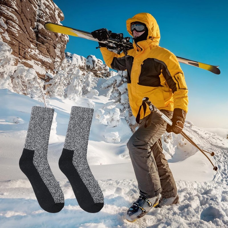 Justay 2 Pairs Merino Socks Men's Wool Socks, Hiking Socks,