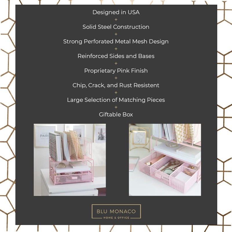BLU MONACO Pink Workspace Desk Organizer and Accessories Desktop Rack