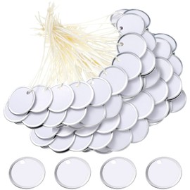 100 Pieces Metal Rim White Key Tags Bulk 1.2 Inches Round Blank Paper Tags with Knotted Strings Attached for Car and Door Keys