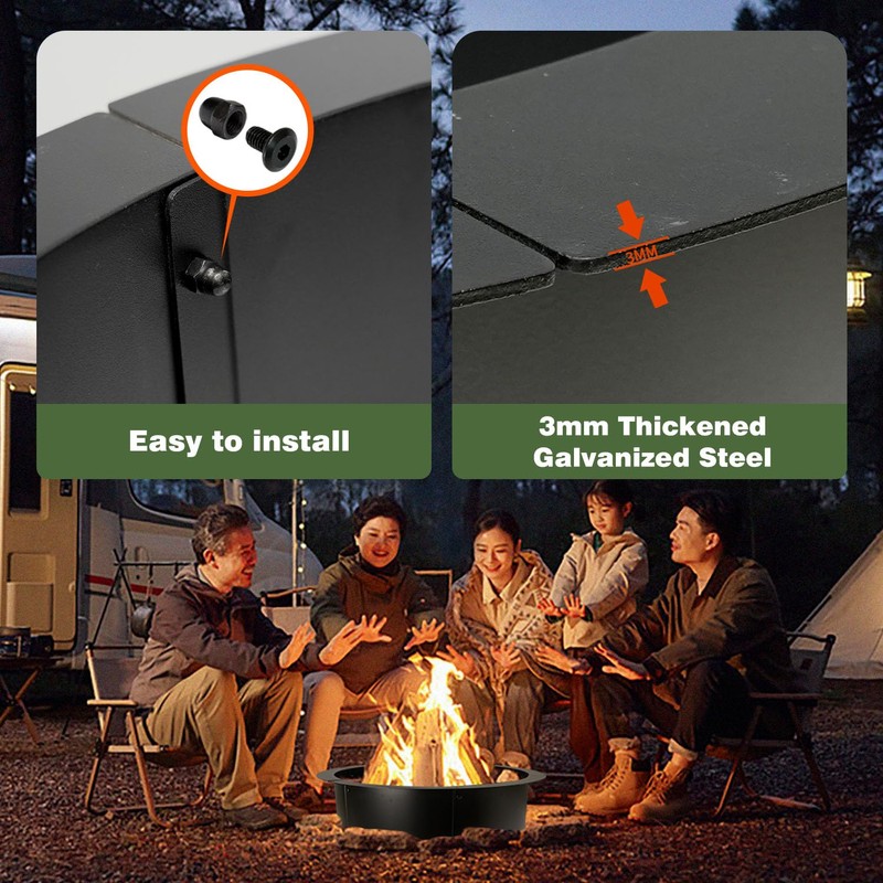 GJWCVL Fire Pit Ring Outdoor Wood Burning Fire Pit Liner