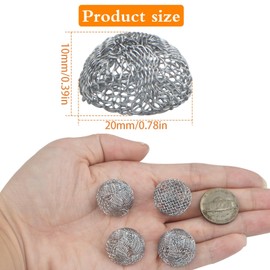 50 Pieces 20 mm/0.78in Diameter Pipe Screen Filters Metal Sieve Filter Clean Screens Small Semi-Circular Bowl Mesh Wire Balls for Filter Residues Accessories Home Supplies