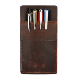 CestAntiQ Pocket Protector for Men, Full Grain Heavy Duty Leather Pen Protect Holder for Shirts, Lab Coats, Holds Pens, Pointers, Cards, Pocket Protectors for Pens and Pencils Brown