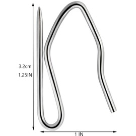 60 Pcs Metal Curtain Hooks,Rustproof Stainless Steel Plated Nickel Hooks Heavy-Duty Offset Pin-On Drapery Decorative Hooks Shower Hooks for Window Shower Curtain(3cm x 2.5cm,Silver)