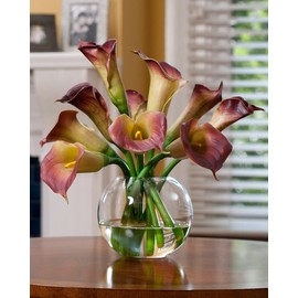 Petals Calla Lily Silk Flower Centerpiece - Eggplant
