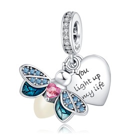 Erizteya 925 Sterling Silver Charms for Bracelets Necklaces, Egg Bunny Easter Cross Fireflies Turtle Butterfly Pendant Beads, Clover Safety Chain Clip Pendant Jewellery Gift for Women, Cubic Zirconia