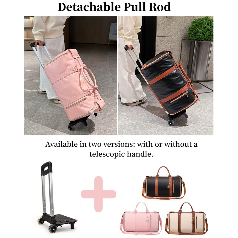 Rolling Garment Bag for Travel, 3-in-1 Convertible Carry On Garment